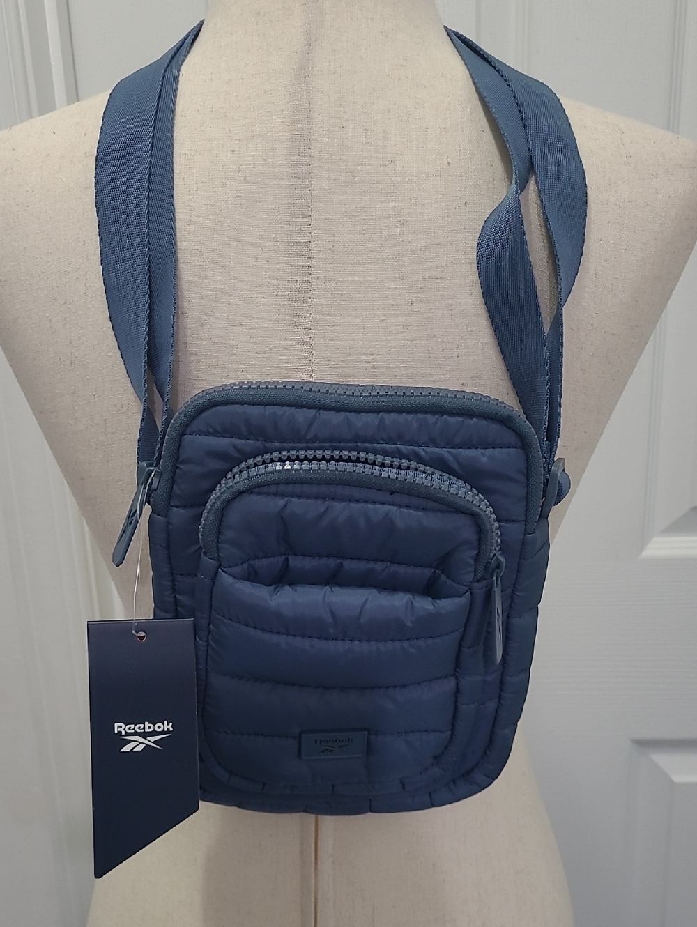 Reebok Men's Slate Blue Quilted Crossbody Bag